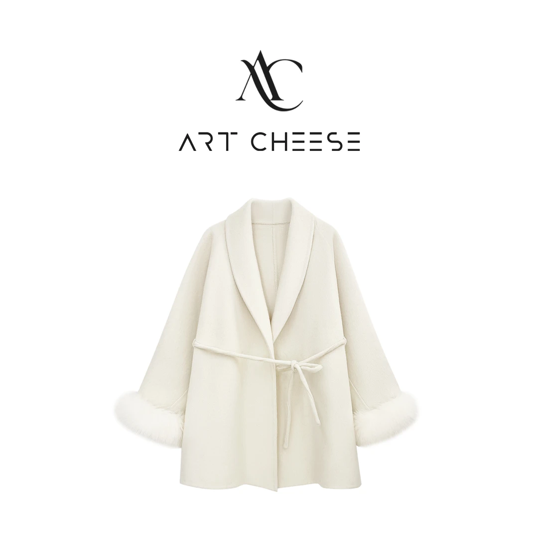 【芝士Cheese】雪域缪斯 绵羊毛大衣双面呢系带收腰显瘦外套