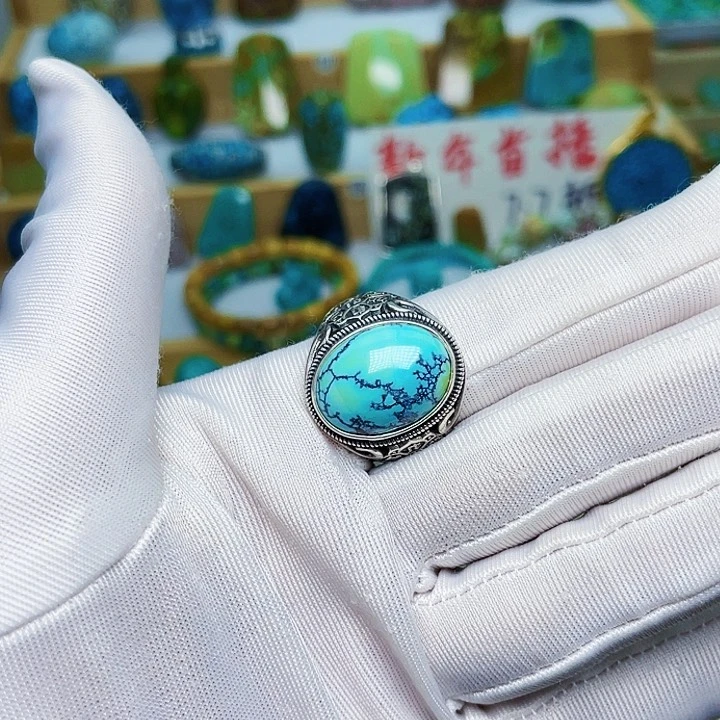 绿松石珠宝奇石银S925镶嵌