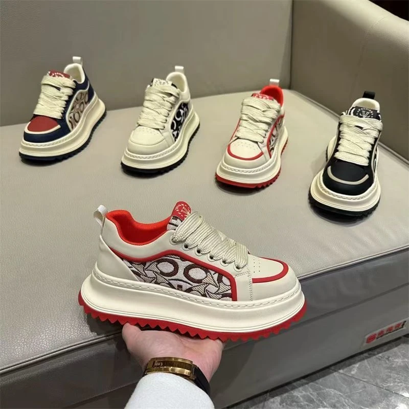 2025春季新款男士个性厚底增高系带潮流轻奢时尚休闲男鞋透气舒适