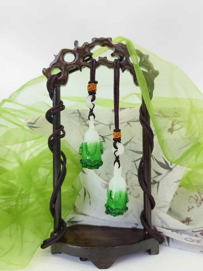 淄博手作非遗琉璃白菜百财聚来车挂家居摆件