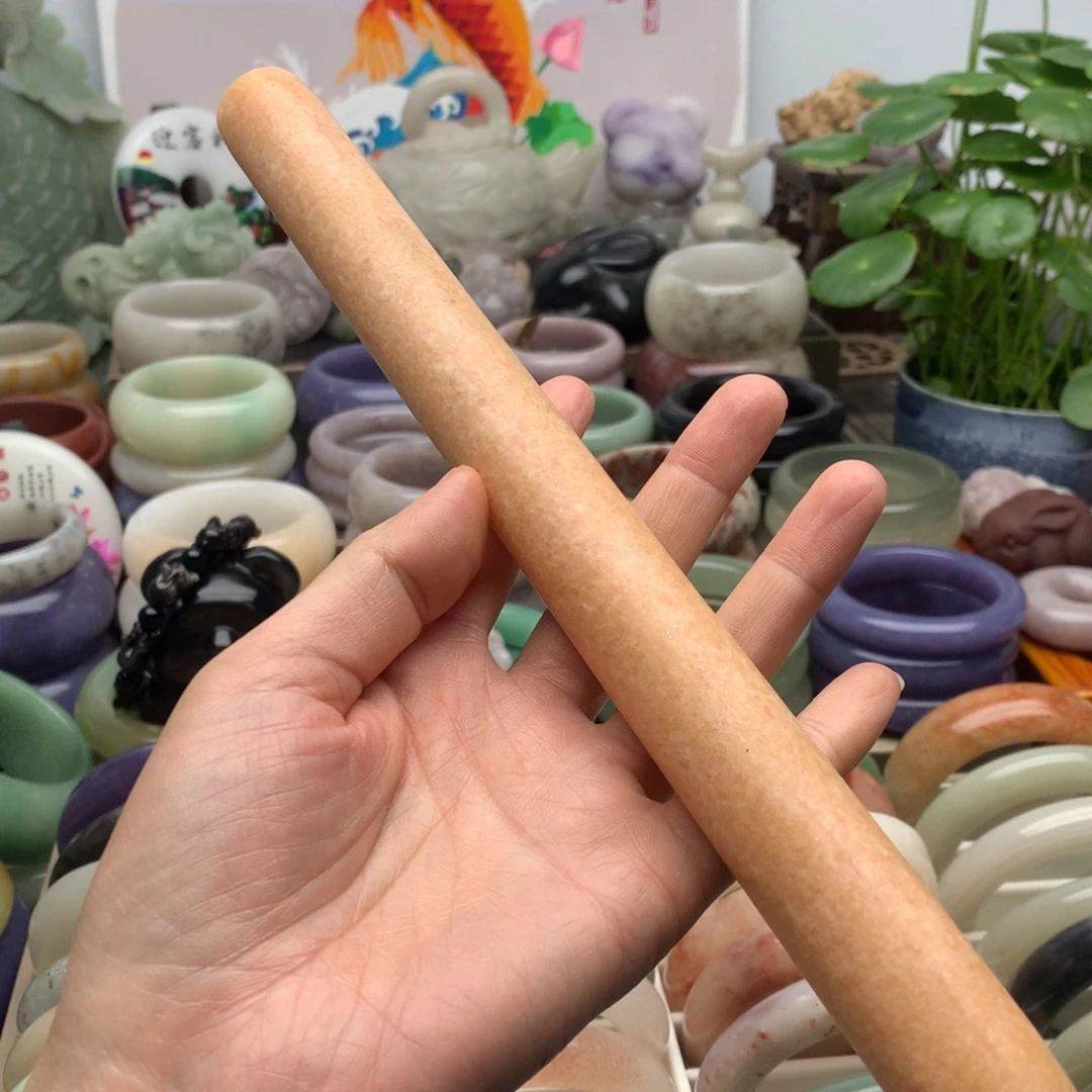 石英岩玉未镶嵌手镯擀面杖 按摩棒