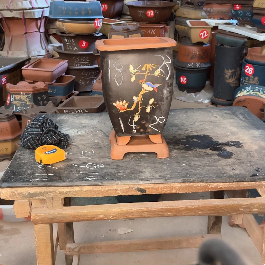 紫砂花盆高四方盆一个