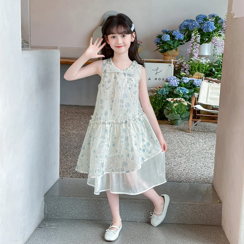 女童连衣裙夏装2025新款洋气大童女孩高级感背心裙儿童夏季裙子薄