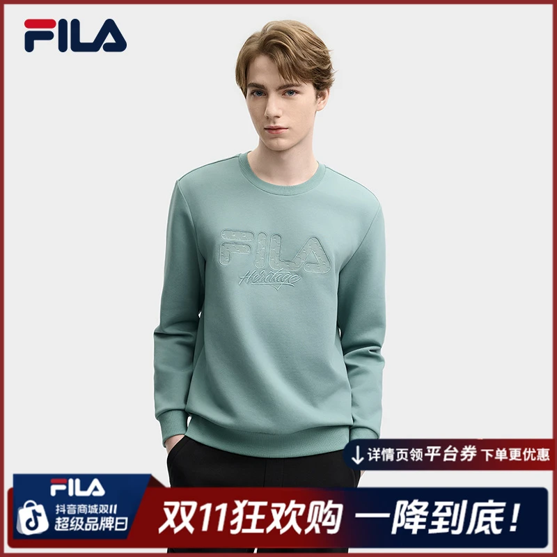 Fila/斐乐秋季新款【亲肤柔心纱】男士复古时尚针织卫衣F11M518202F