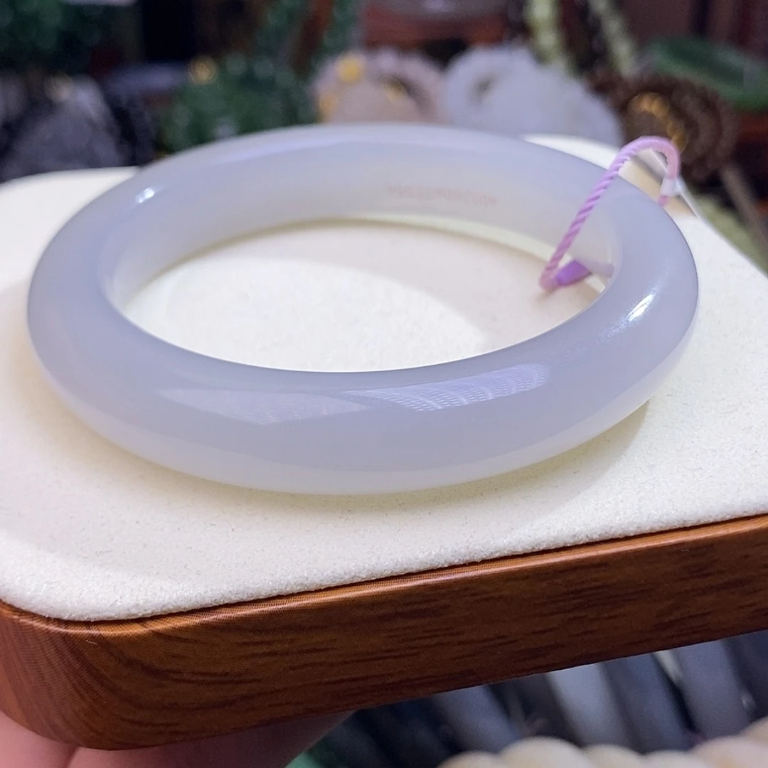 和田玉未镶嵌颈饰冰烟紫老矿料手镯55.6