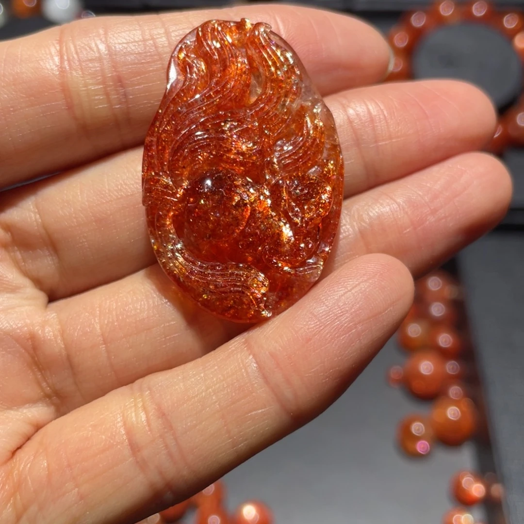 吊坠(不含链)未镶嵌日光石金太阳九尾狐