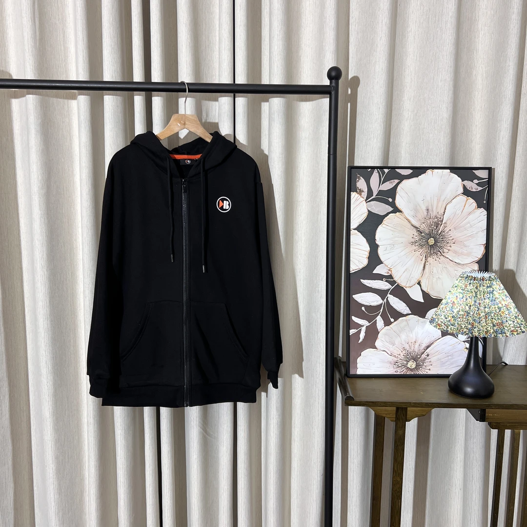 厚款休闲黑色卫衣印花长袖加绒开衫连帽潮流0202