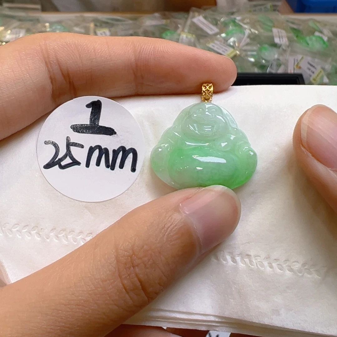 吊坠(不含链)18K金镶嵌翡翠