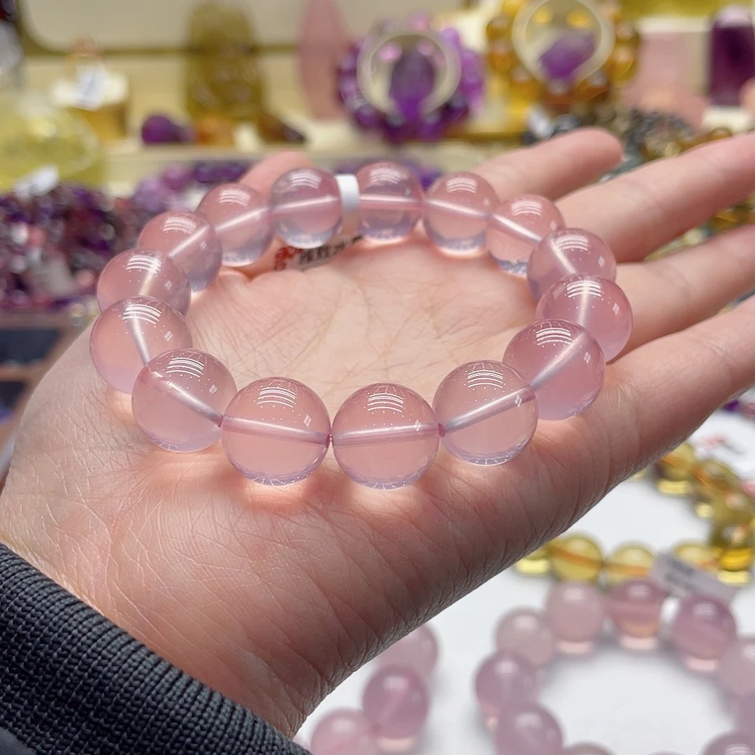 芙蓉石手链未镶嵌粉晶