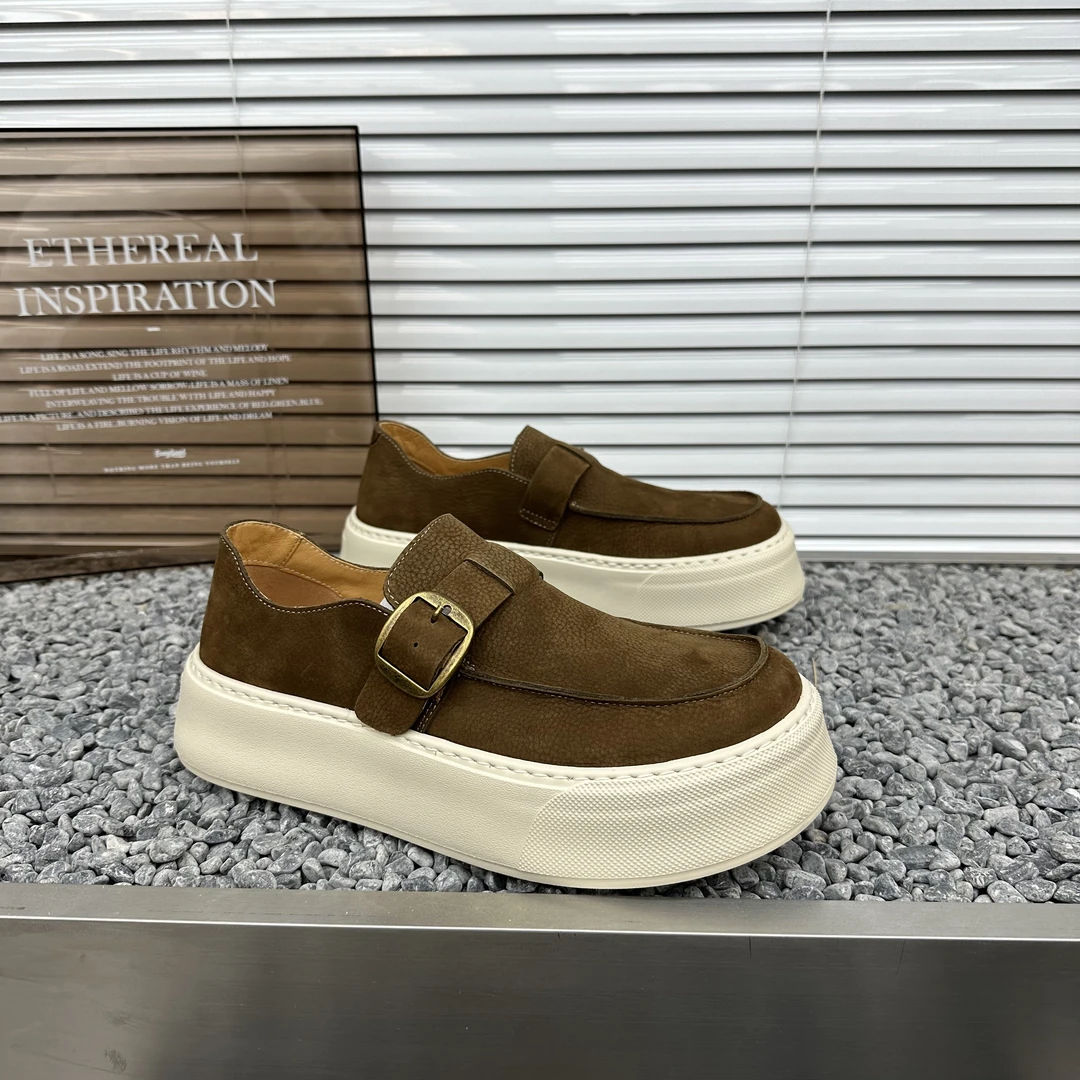 男士乐福鞋厚底一脚蹬懒人休闲鞋老钱风大头鞋时尚复古英伦风皮鞋