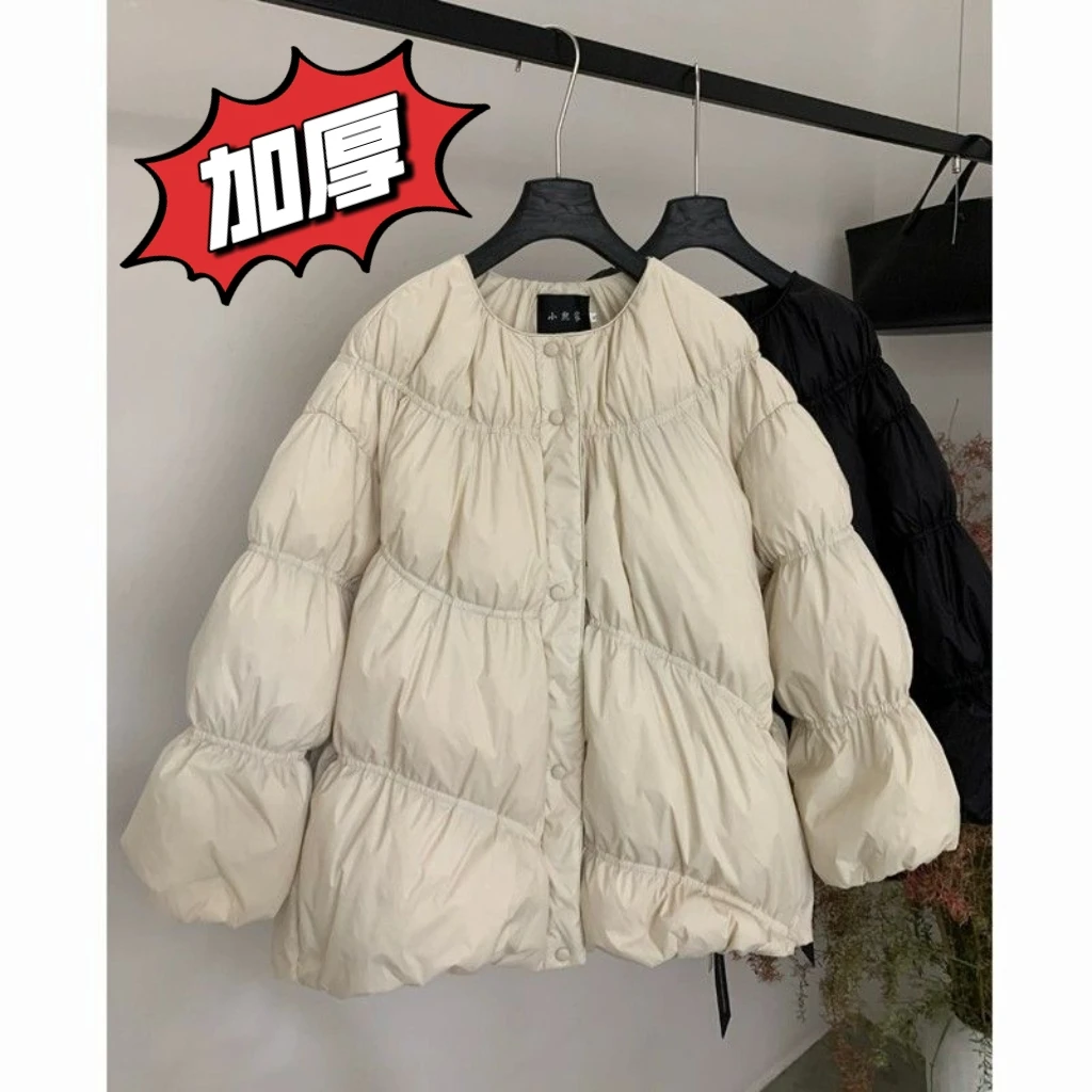 短款圆领棉服女2025新爆款冬季独特超好看今年流行爆款设计感小众