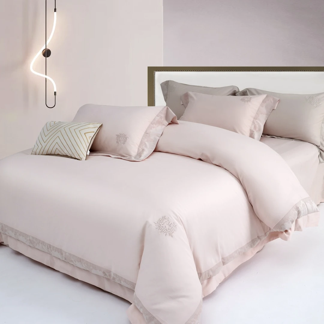 【欧若拉】全棉绣花加厚工艺款简约轻奢款磨毛四件套