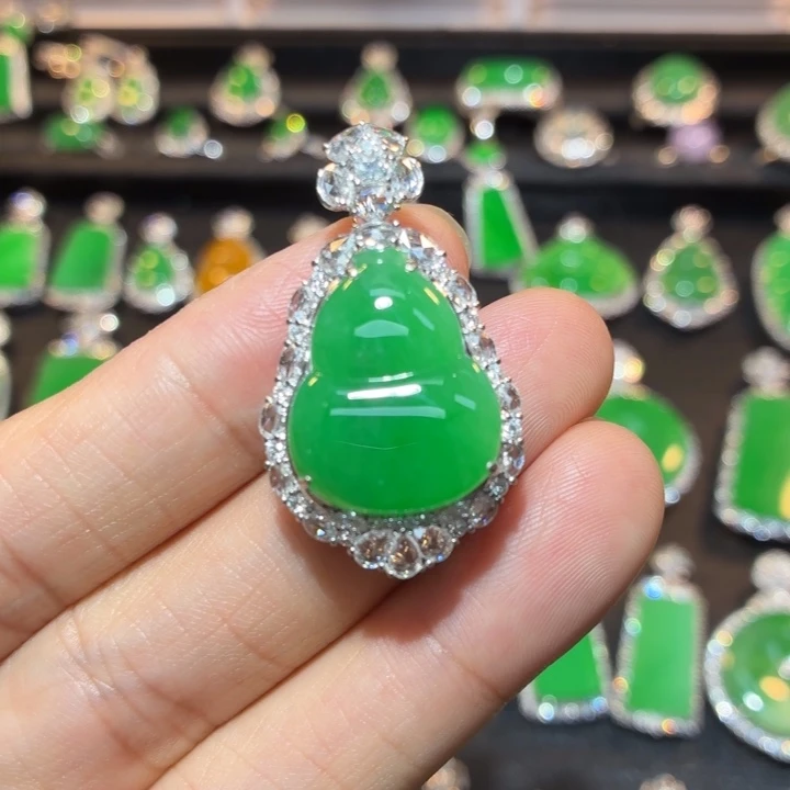 翡翠18K金镶嵌吊坠(不含链)96号