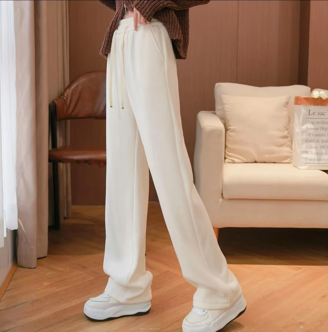 冬季新款特厚加厚显瘦高腰窄版阔腿裤宽松美拉德绒直筒长裤#2899