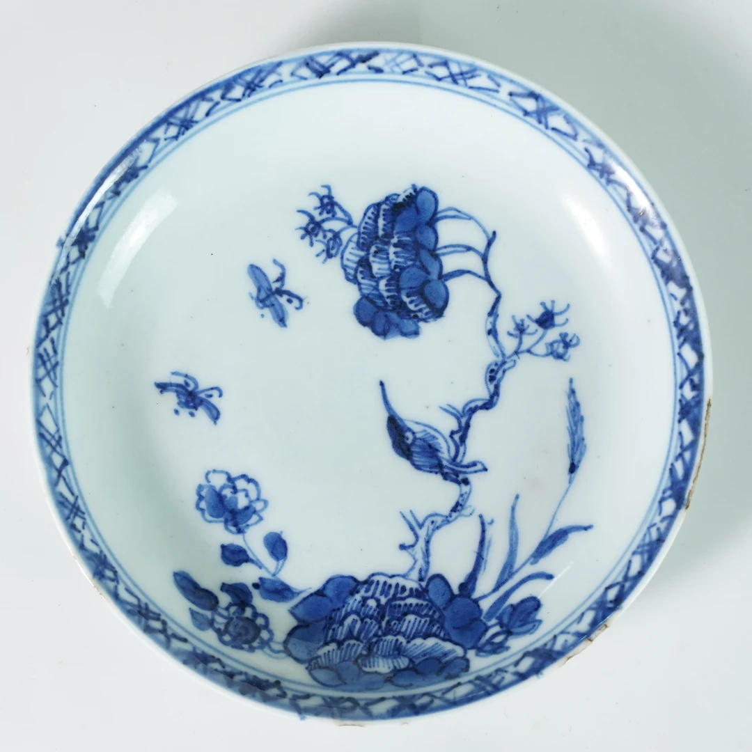 LABC250916057【十竹斋】清康熙青花雀鸟花卉赏盘
