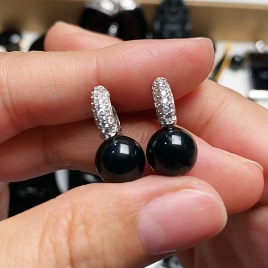 翡翠银S925镶嵌耳饰