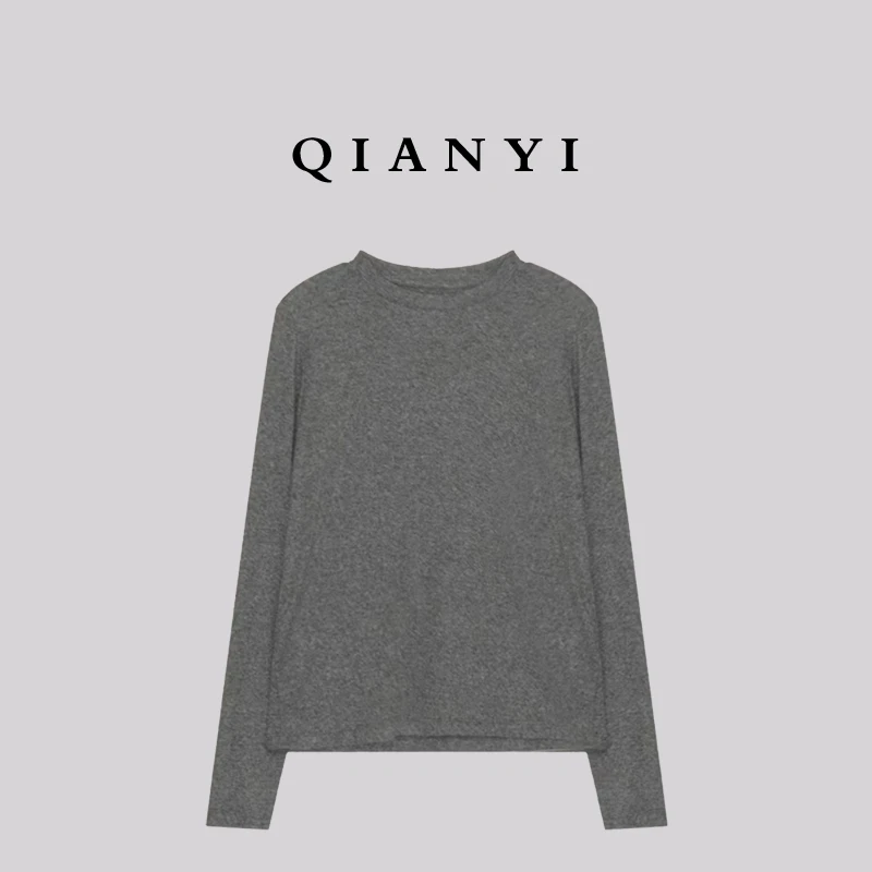 QIAN YI | 新款秋冬季绵羊毛裸感亲肤长袖T恤内搭打底衫女1188