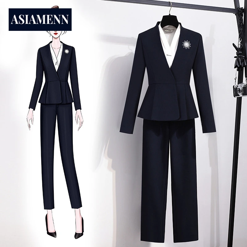 女士秋冬西装套装职业西服时尚气质工作服OL面试正装工装裤套裙