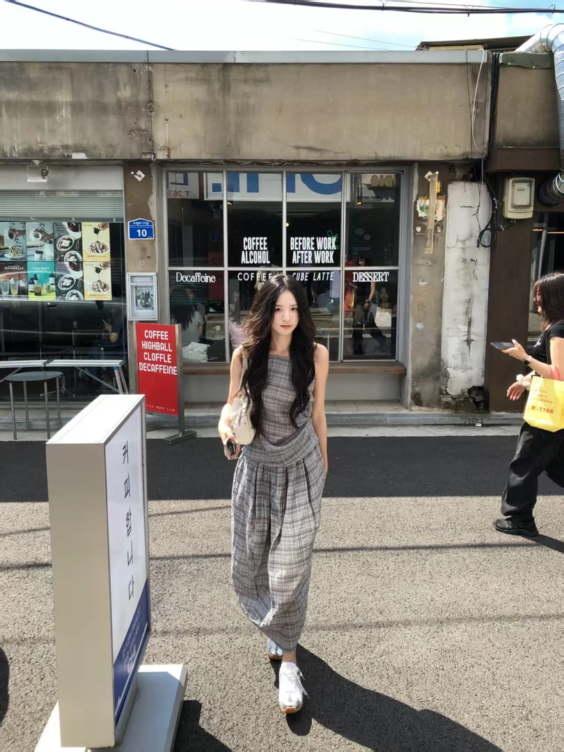 韩系松弛感背心上衣女夏季2025新款法式时尚套装宽松显瘦半身裙子