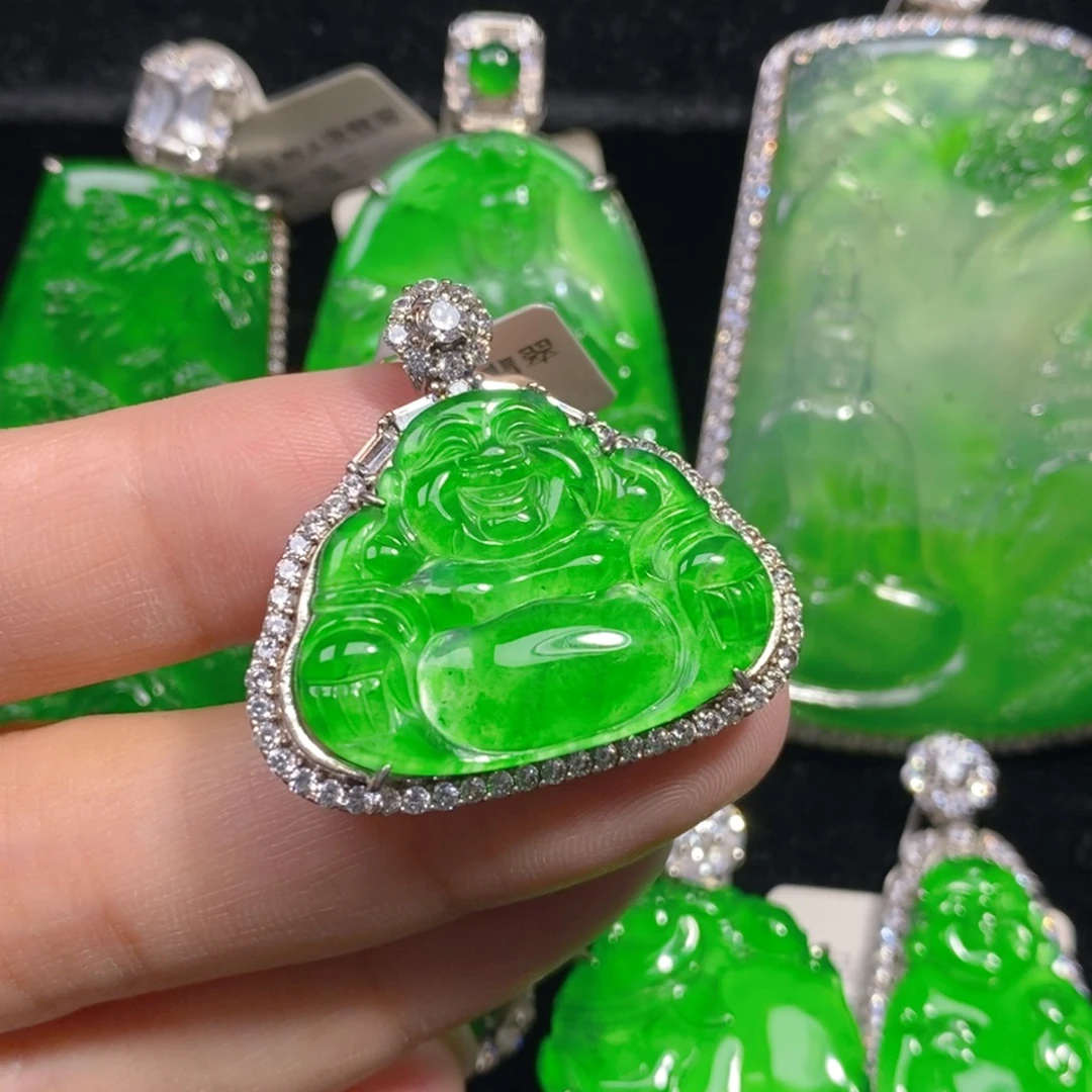 颈饰银S925镶嵌翡翠天然A货翡翠01