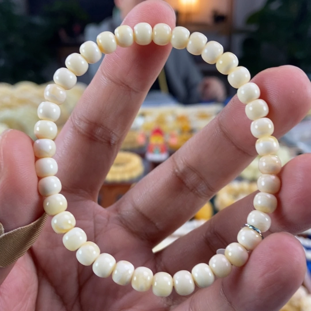 琥珀未镶嵌珠宝奇石5白蜡手串