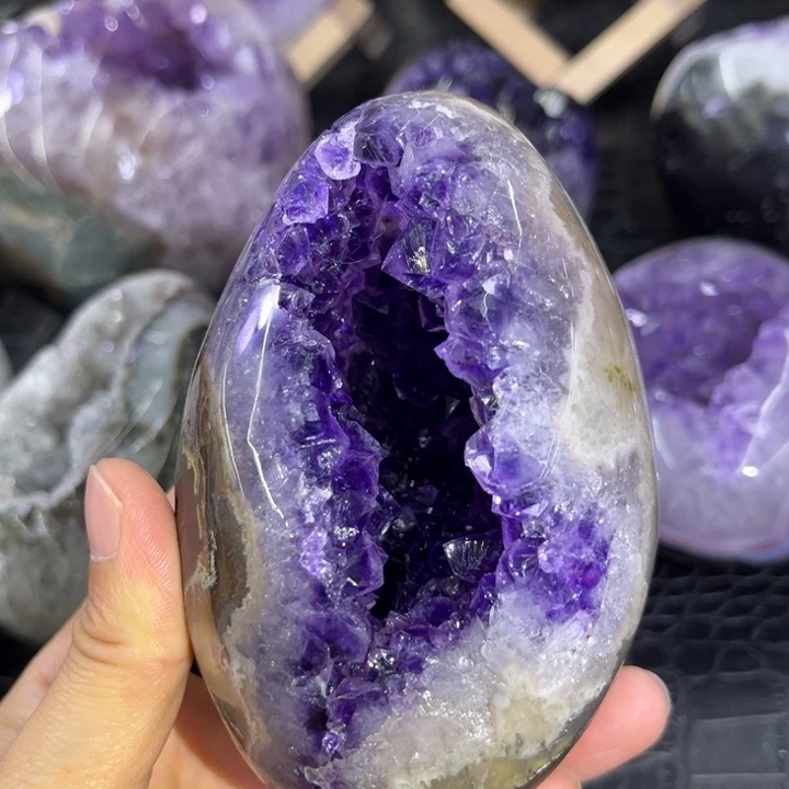 未镶嵌发饰水晶半抛光紫蛋