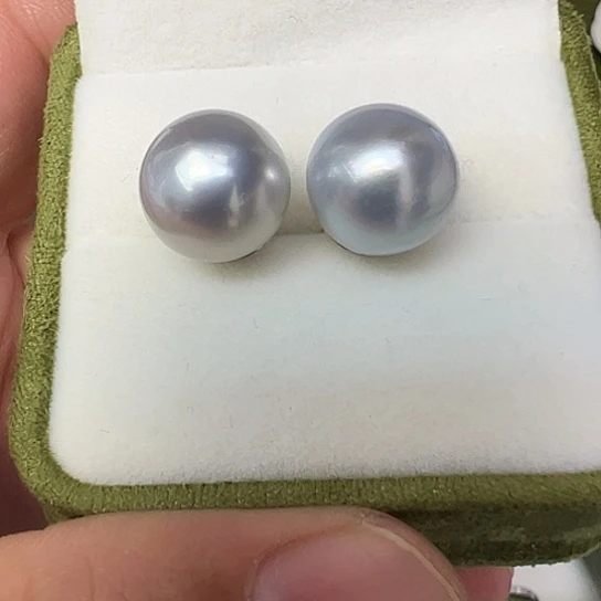 银S925镶嵌耳饰海水珍珠