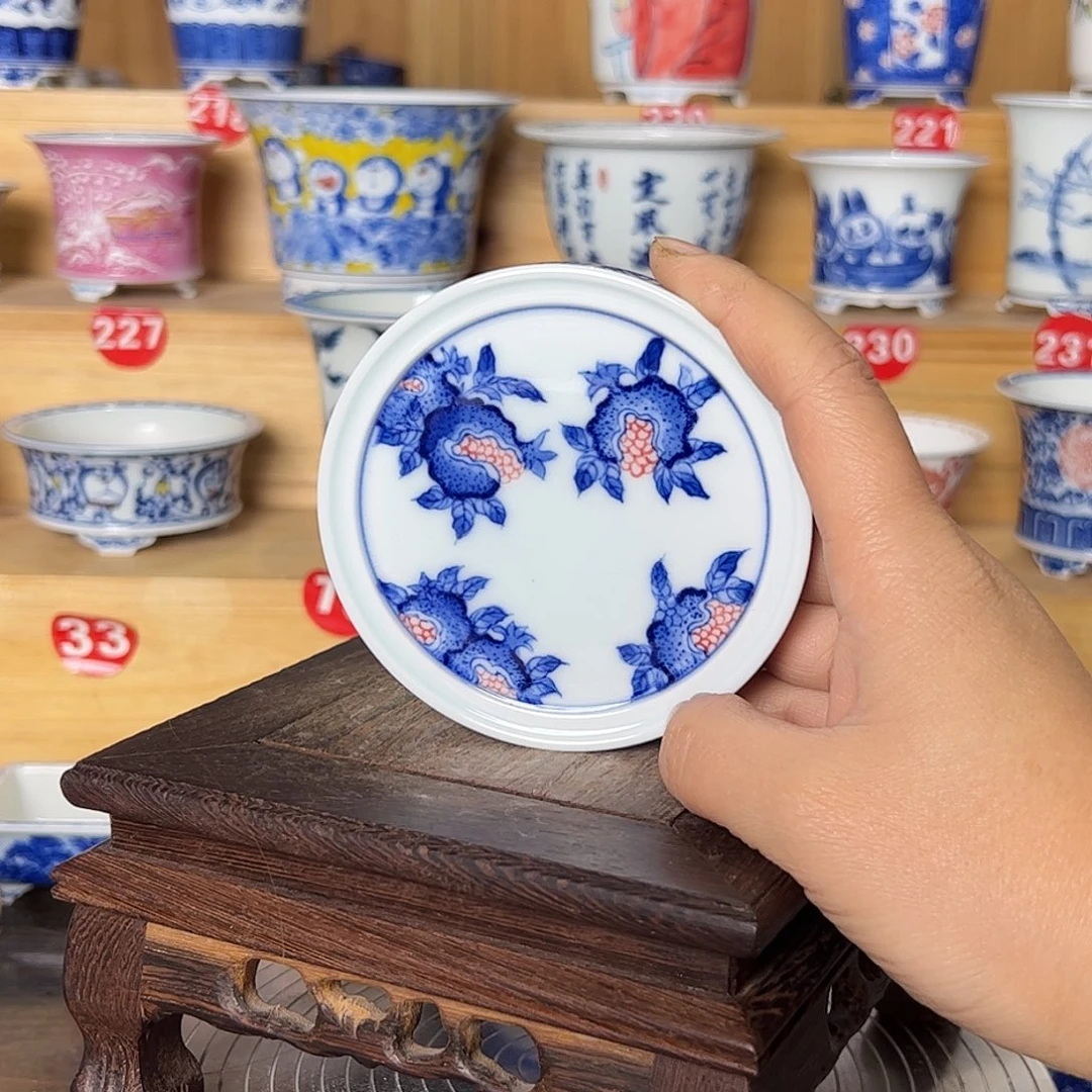 墨奈手绘陶瓷花盆内口高