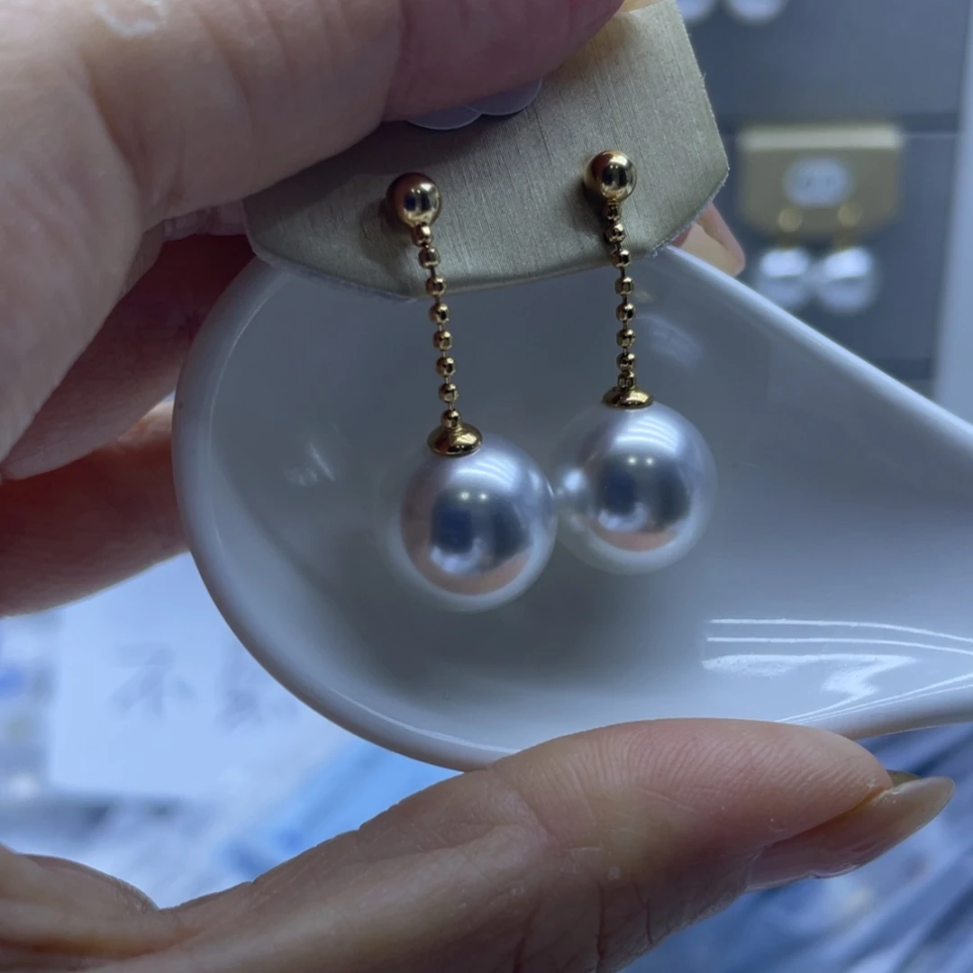 银S925镶嵌淡水珍珠耳饰
