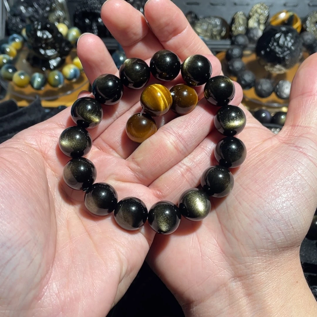 黑曜岩手串未镶嵌三***师