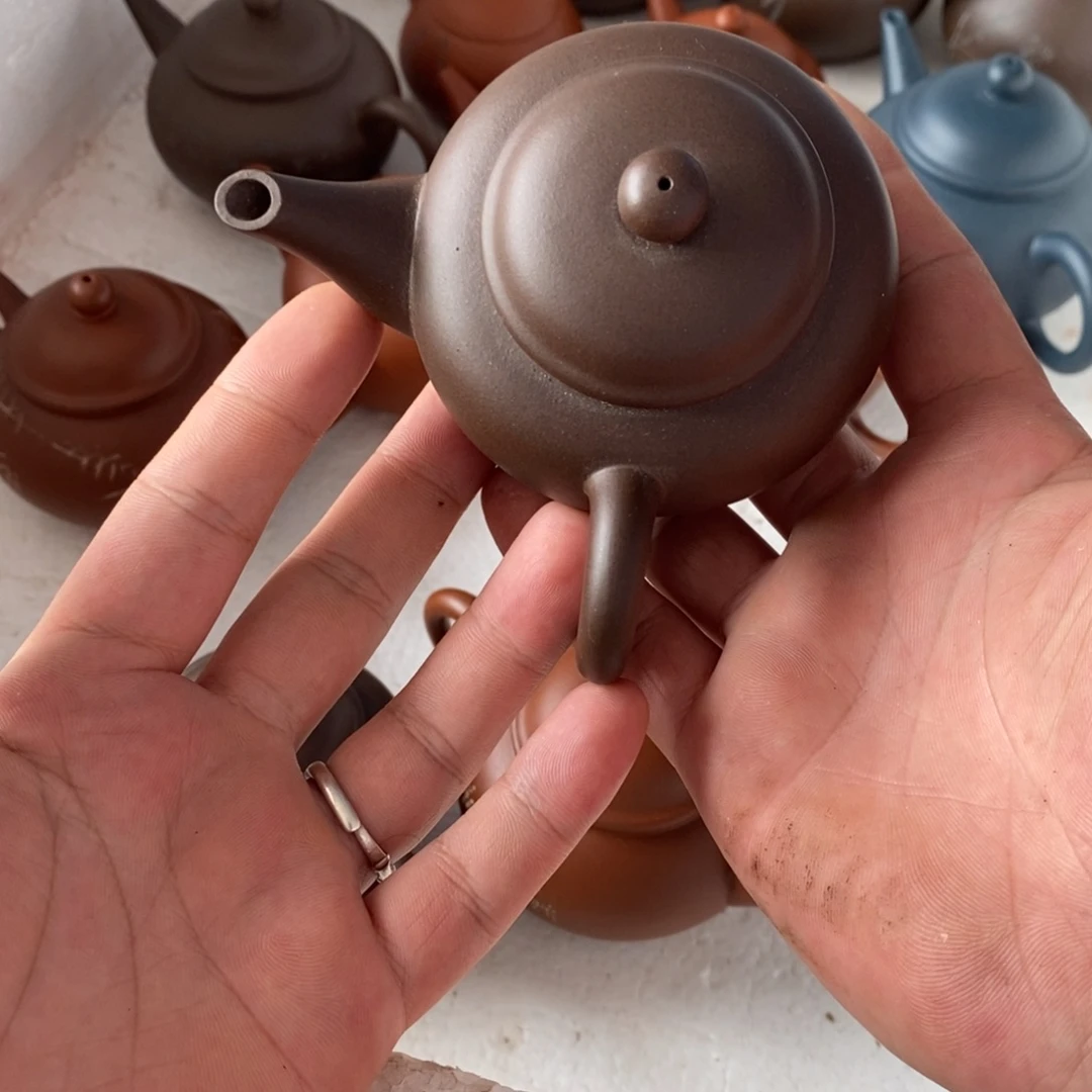 茶壶紫砂老紫泥侧把鸽嘴