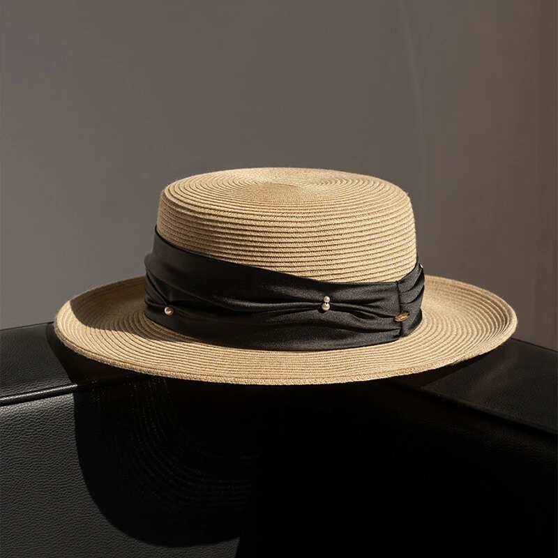 疯帽子 法式平顶遮阳草帽时尚百搭气质出游逛街渔夫帽子女25春夏