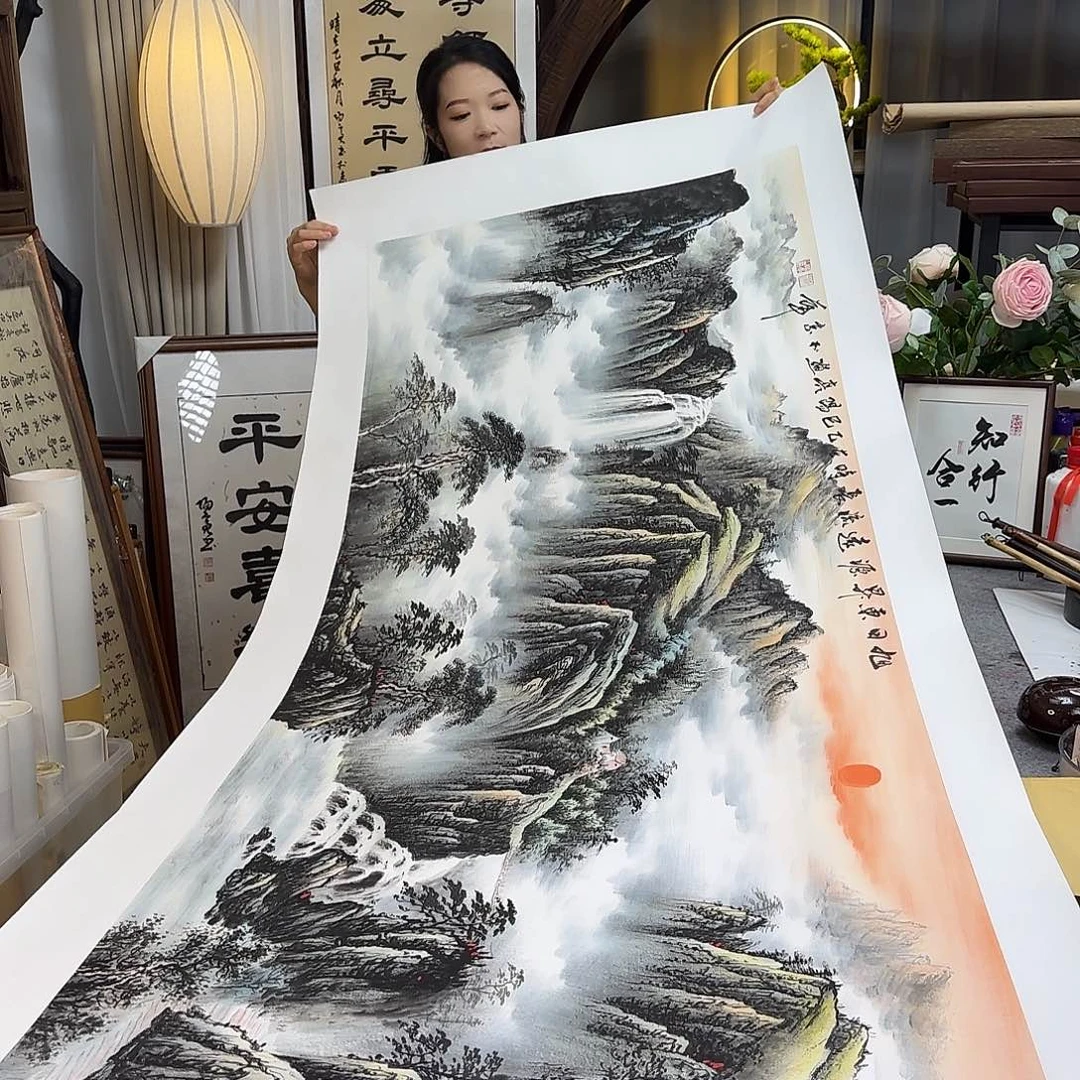 国画伊人阳亮山水国画