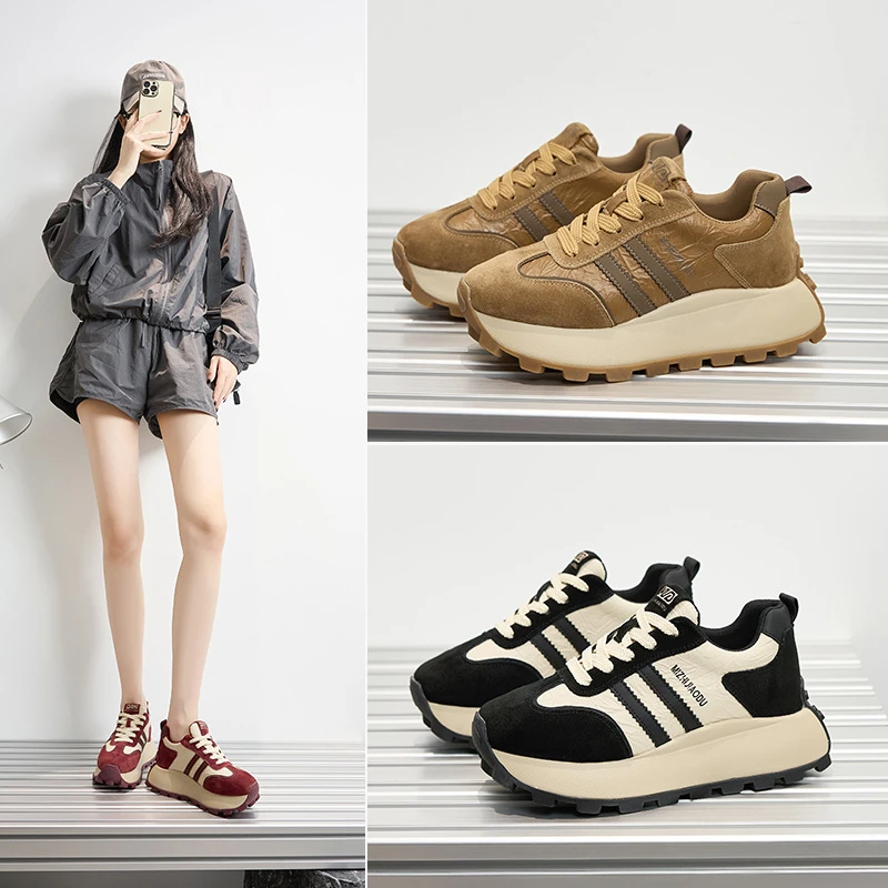 2025运动鞋新款阿甘鞋女时尚潮流休闲鞋老爹鞋百搭厚底德训鞋