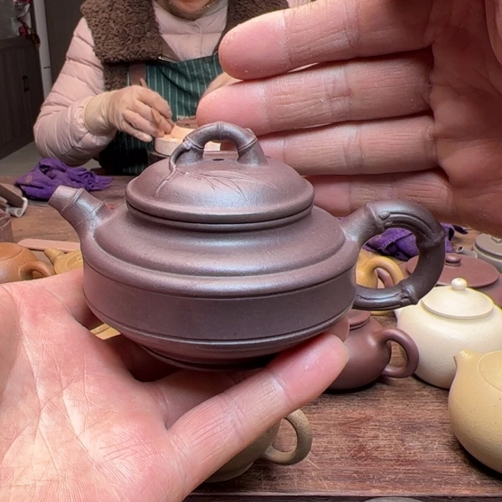 底槽青茶壶底槽清泥半手工制作双线竹鼓180c c