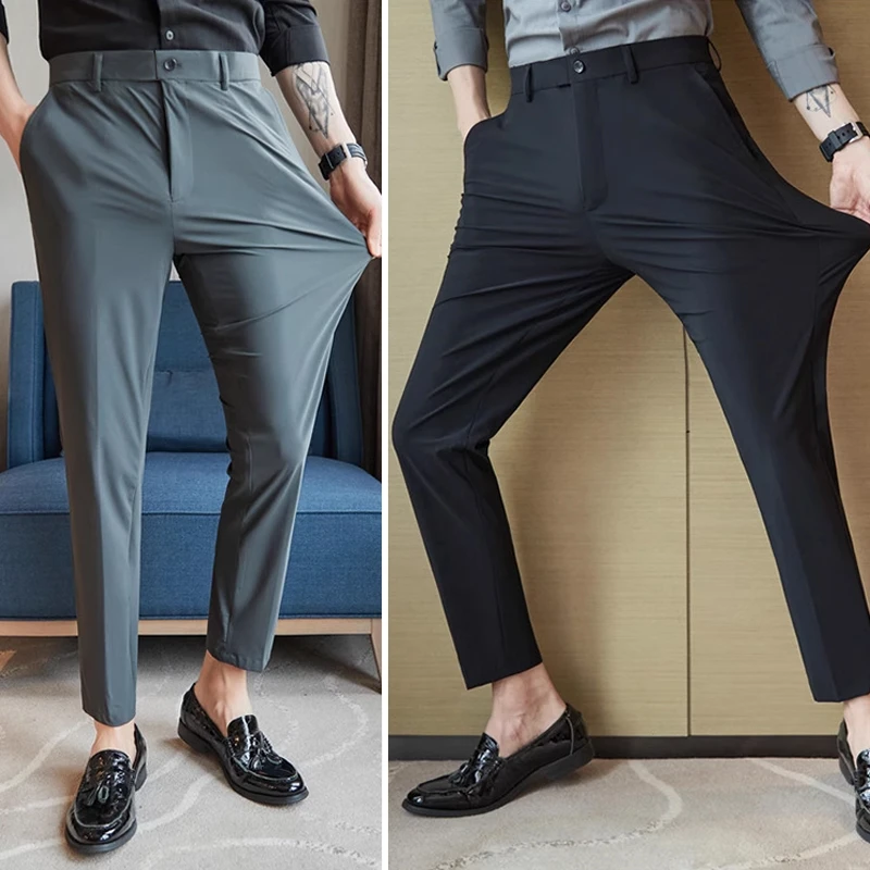 培蒙【买一送一】夏季薄款微弹小西裤男免烫垂感休闲裤小直筒