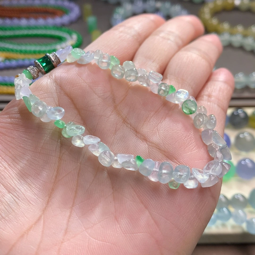 未镶嵌手链翡翠高冰幻彩小莲蓬