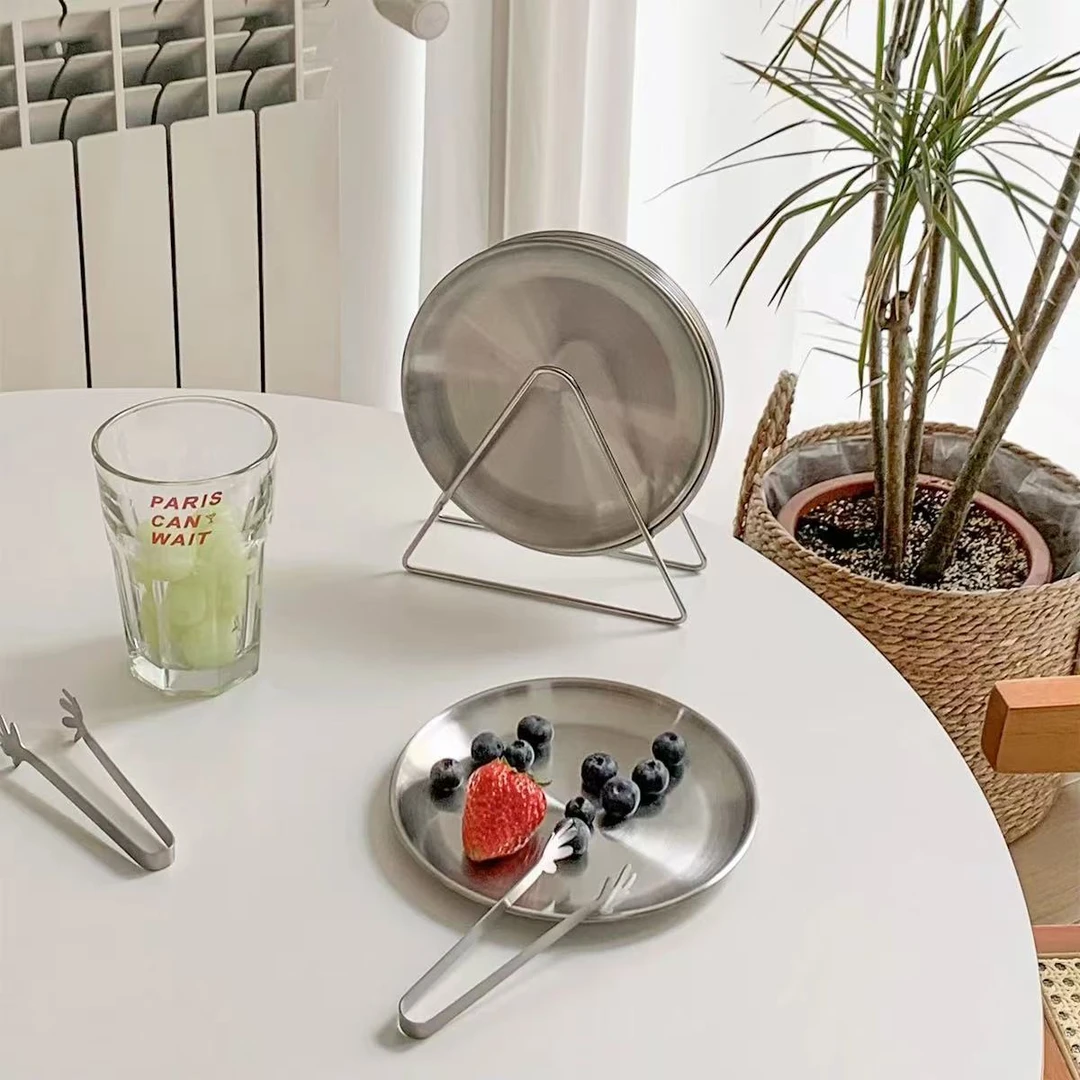 【双层加厚版】5个14CM碟子配支架高档家用款居家【汤姆粉丝专属】