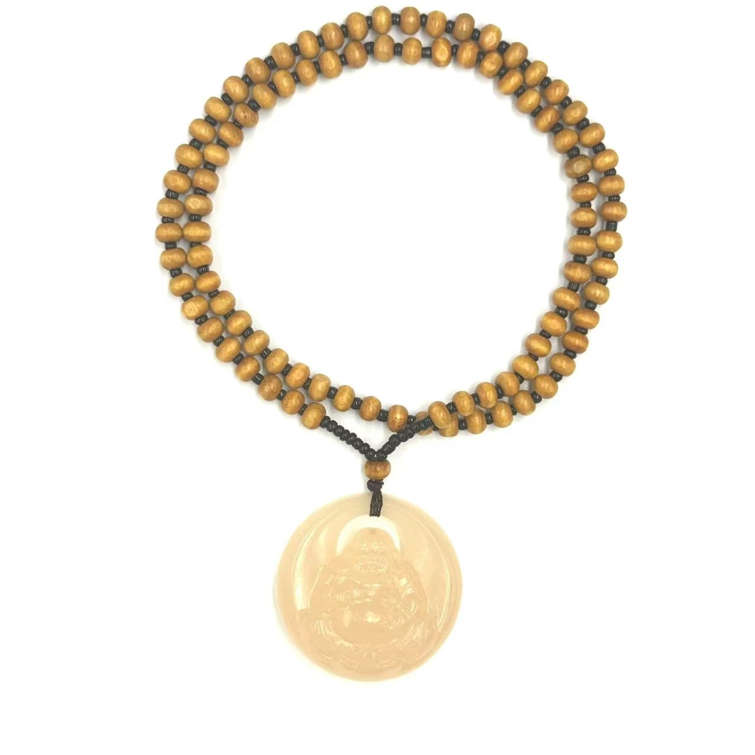 【符老板】y2307-国风简约款西柚粉石英质玉佛公吊坠-赠礼盒-配PJ5