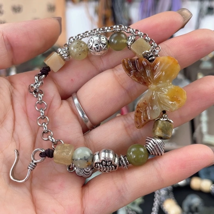 蛇纹石玉合金颈饰