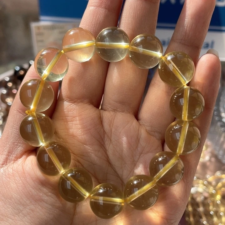 水晶手串未镶嵌纯净体黄水晶双A