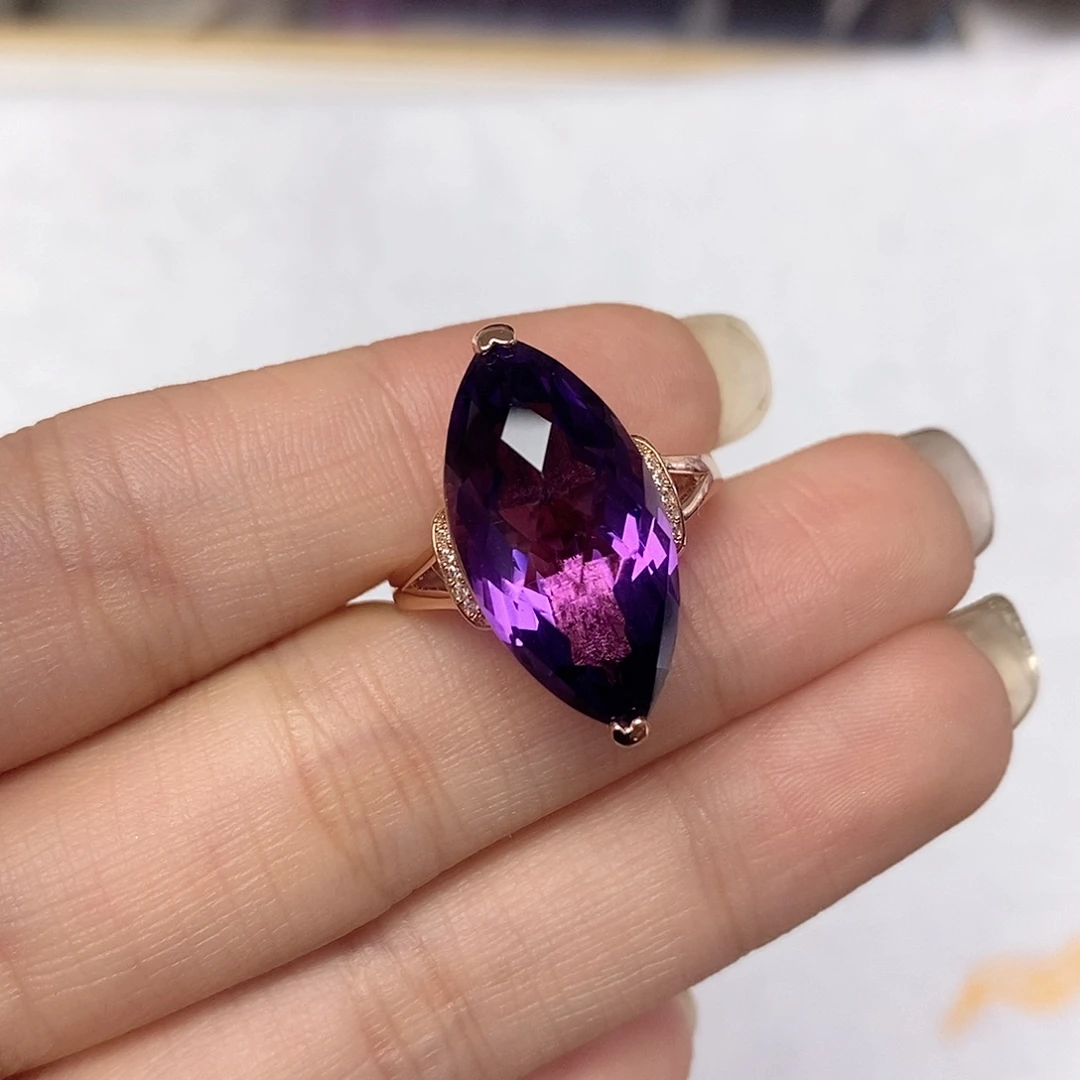 银S925镶嵌珠宝半成品紫晶H**R