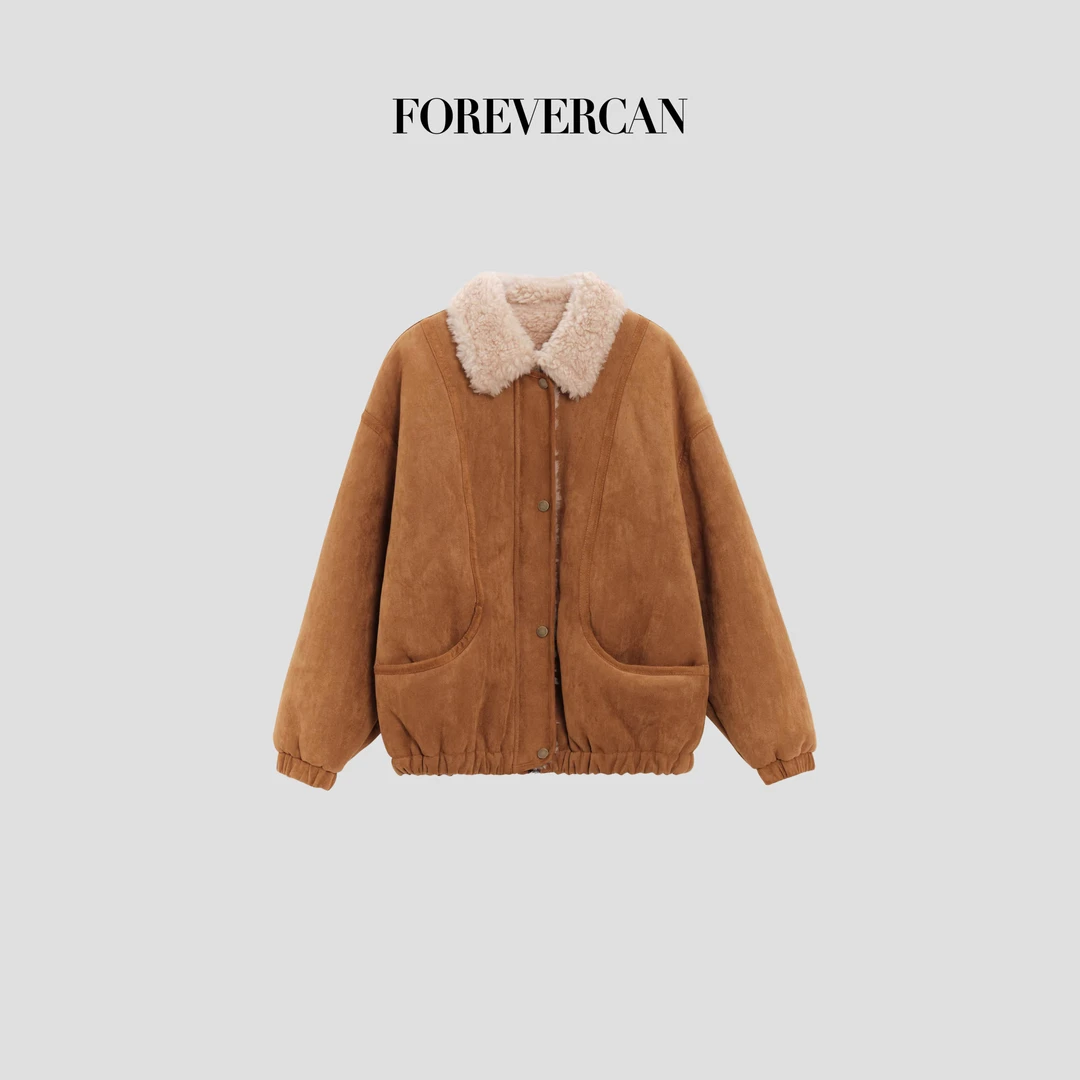FOREVERCAN“洛杉矶”复古100进口绵羊毛翻领夹克外套 SC22397