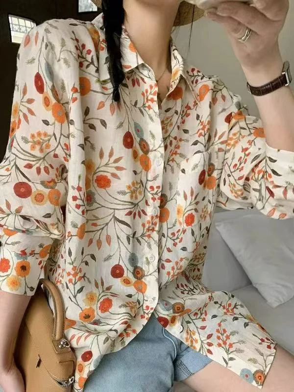 开春新款法式衬衫女 高端休闲今年流行超好看印花上衣1067