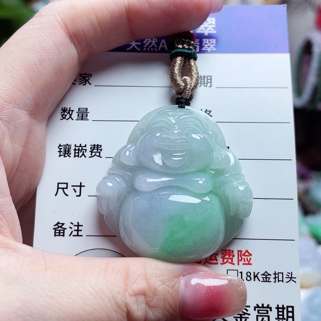 翡翠未镶嵌颈饰佛公33