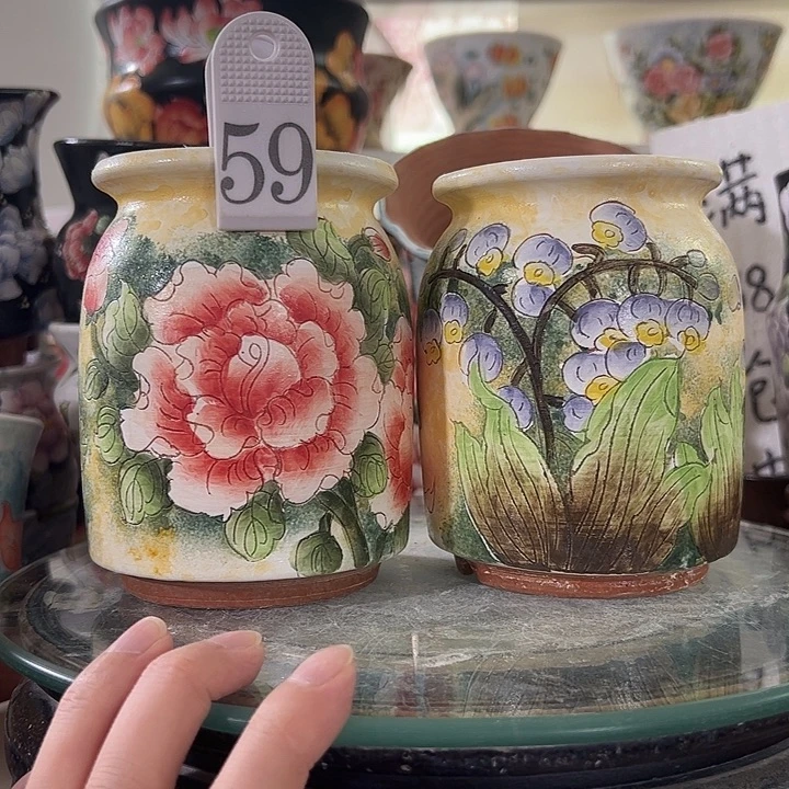 景德镇手绘花盆满38包邮偏远地区除外