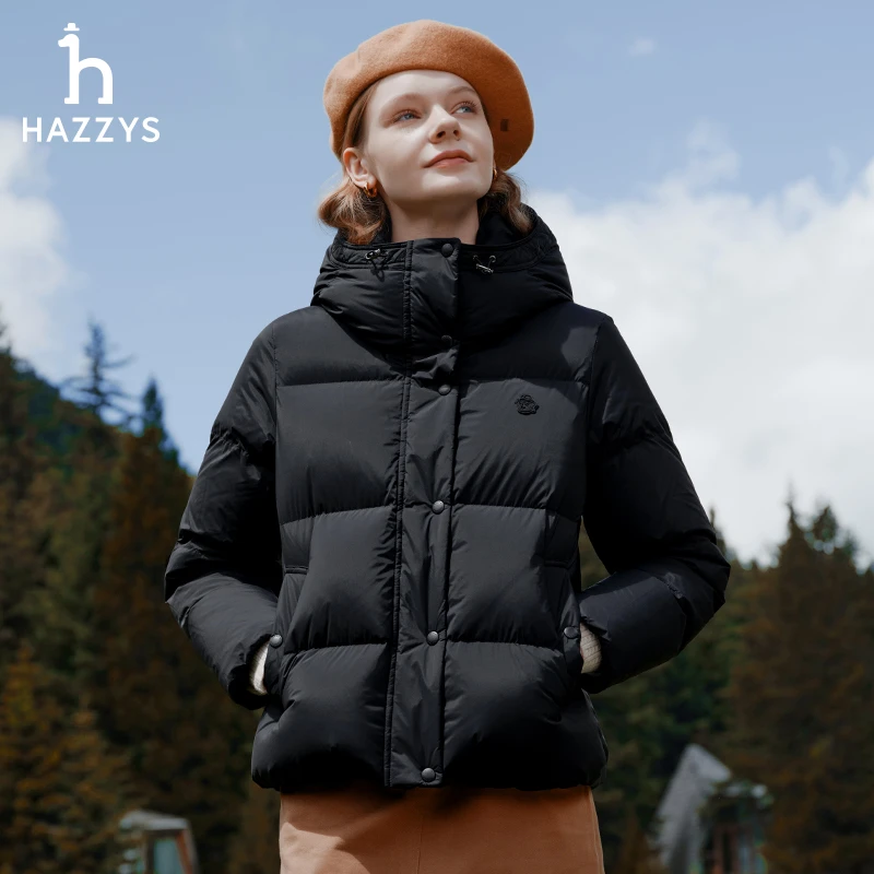 【PHIZ】Hazzys哈吉斯冬季女装休闲短款羽绒服女士轻奢轻薄保暖外套