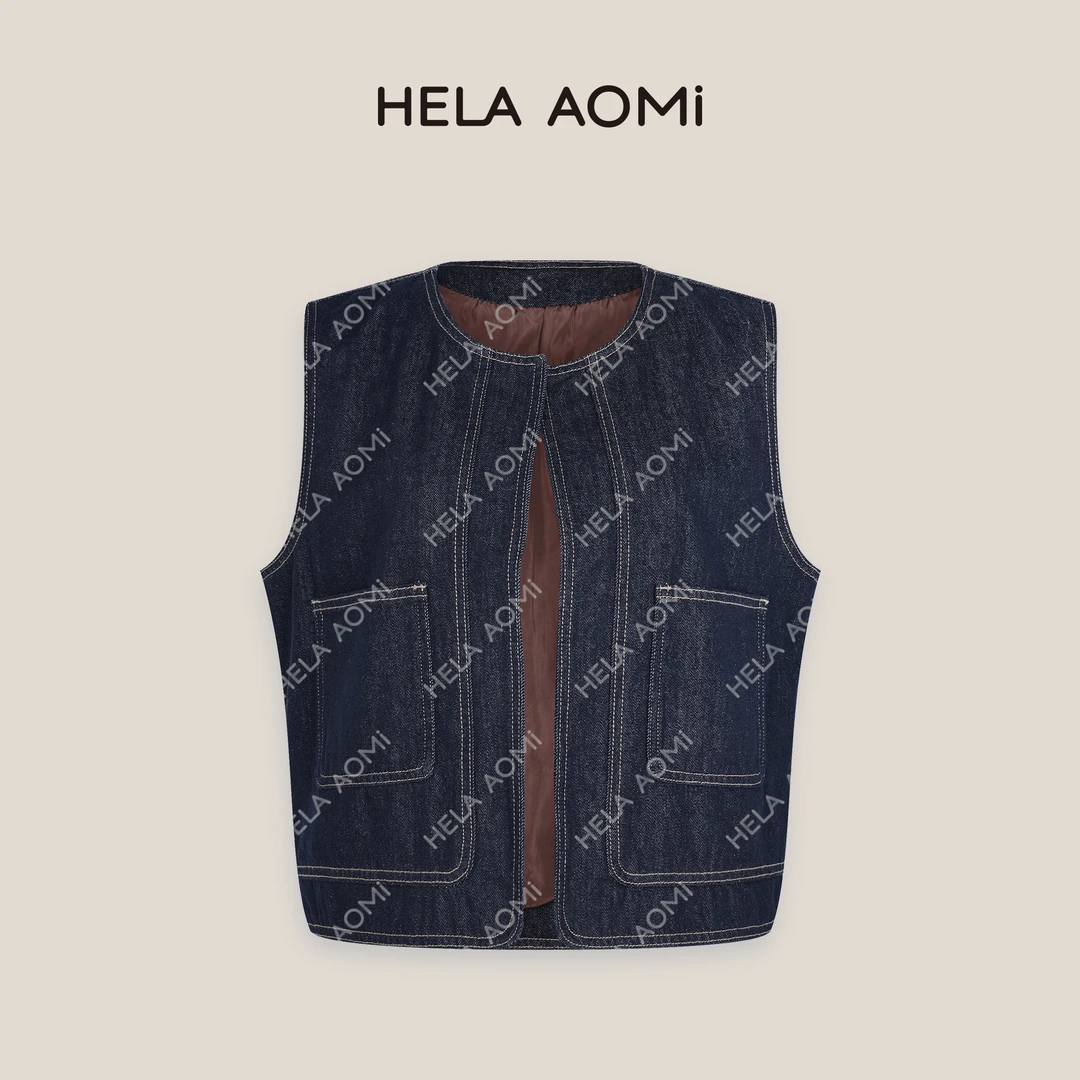 HELA AOMI“原牛套装上衣”高级感气质复古经典牛仔马甲CY5BC99414