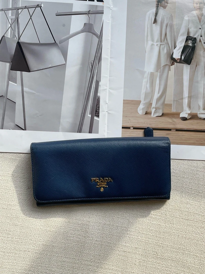 95新 Prada/普拉达 95新-蓝金色长款钱包woc-公价7100