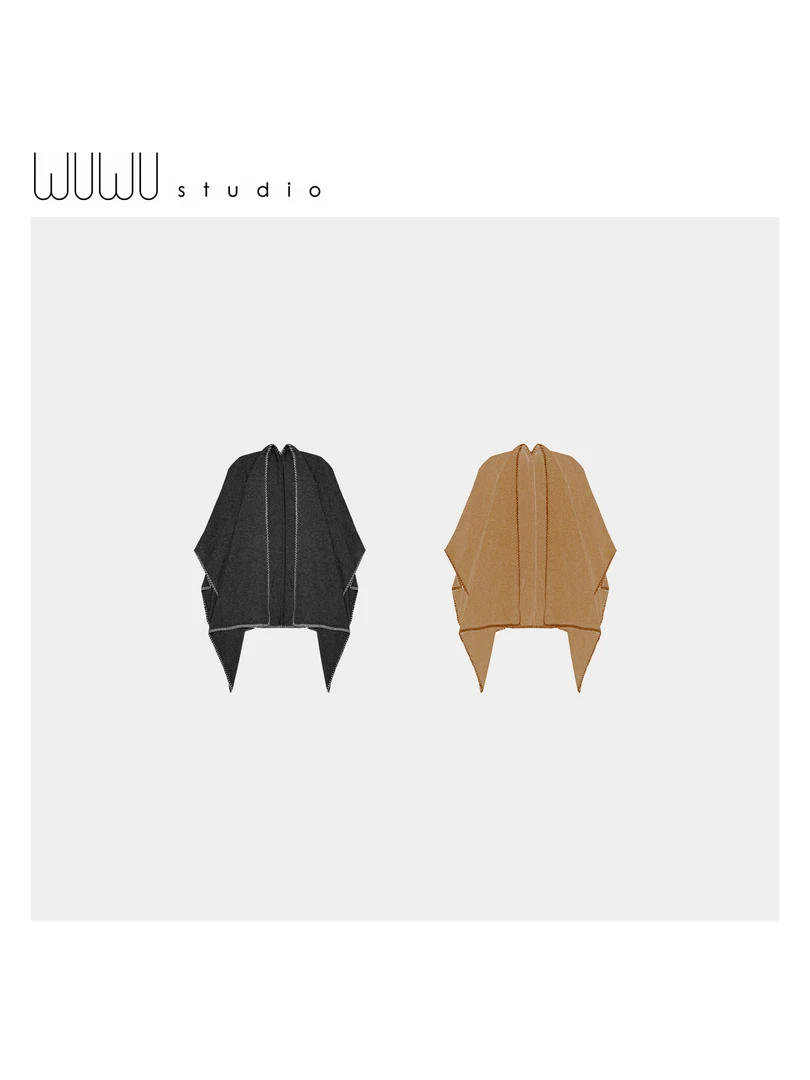 WUWU STUDIO 【立秋】秋冬简约松弛感多用百搭羊毛披肩围巾3361